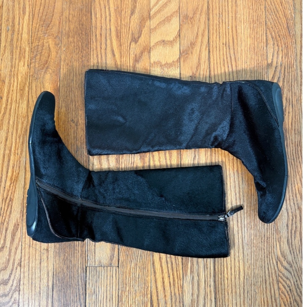 PRADA Black Genuine‎ Fur-on Calf Leather Salvage Leathercrafts AS IS parts